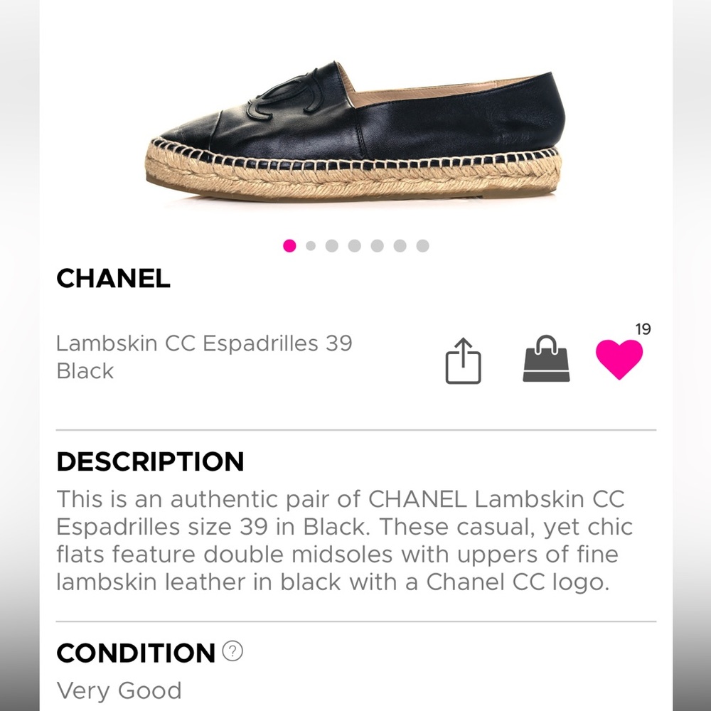 Chanel Lambskin CC espadrille